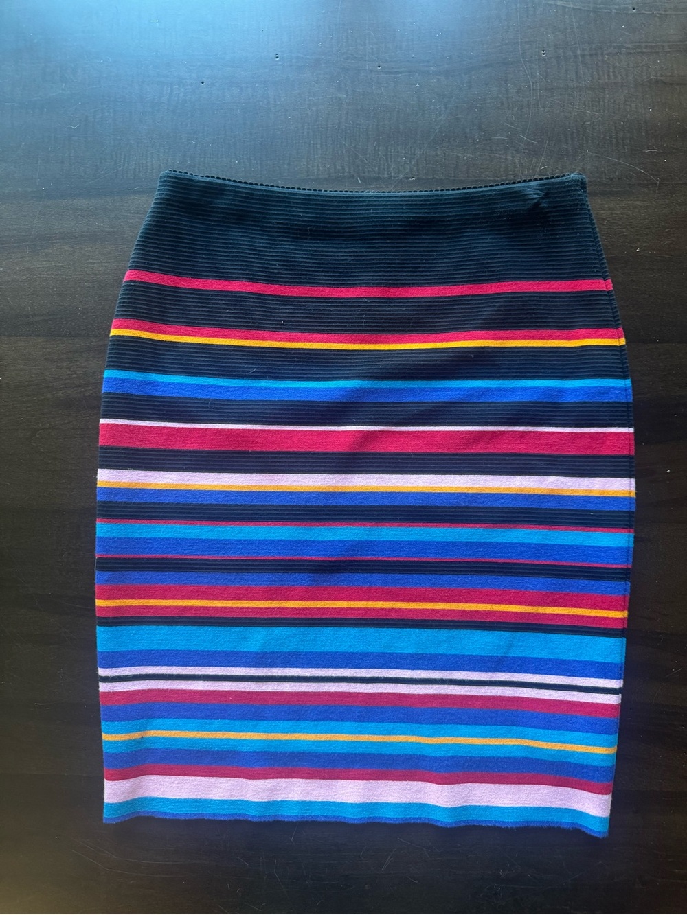 Marc Cain Striped Pencil Skirt in Black and Multicolor